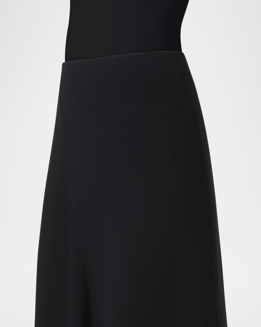 Asymmetric Techno Neoprene Midi Skirt