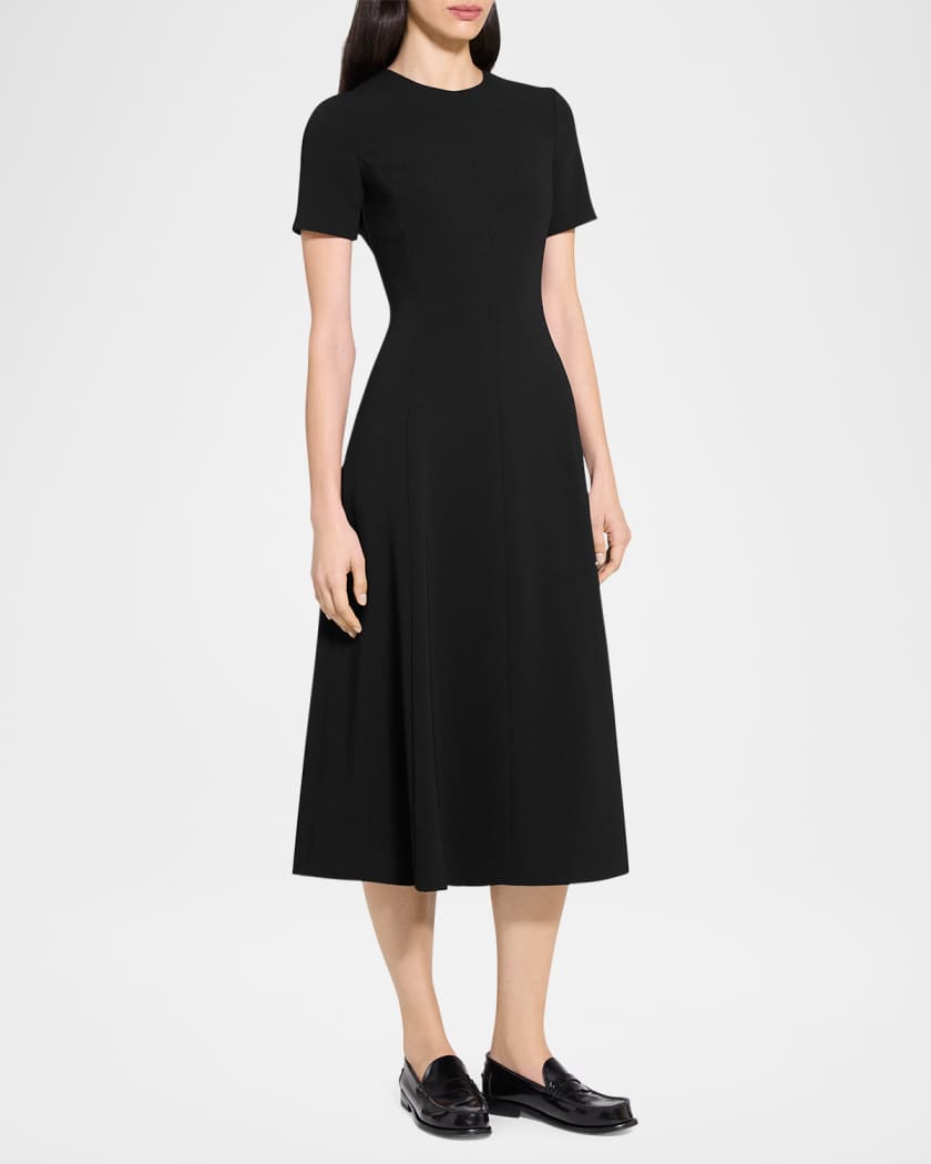 Admiral Crepe Flared Short-Sleeve Midi Dress