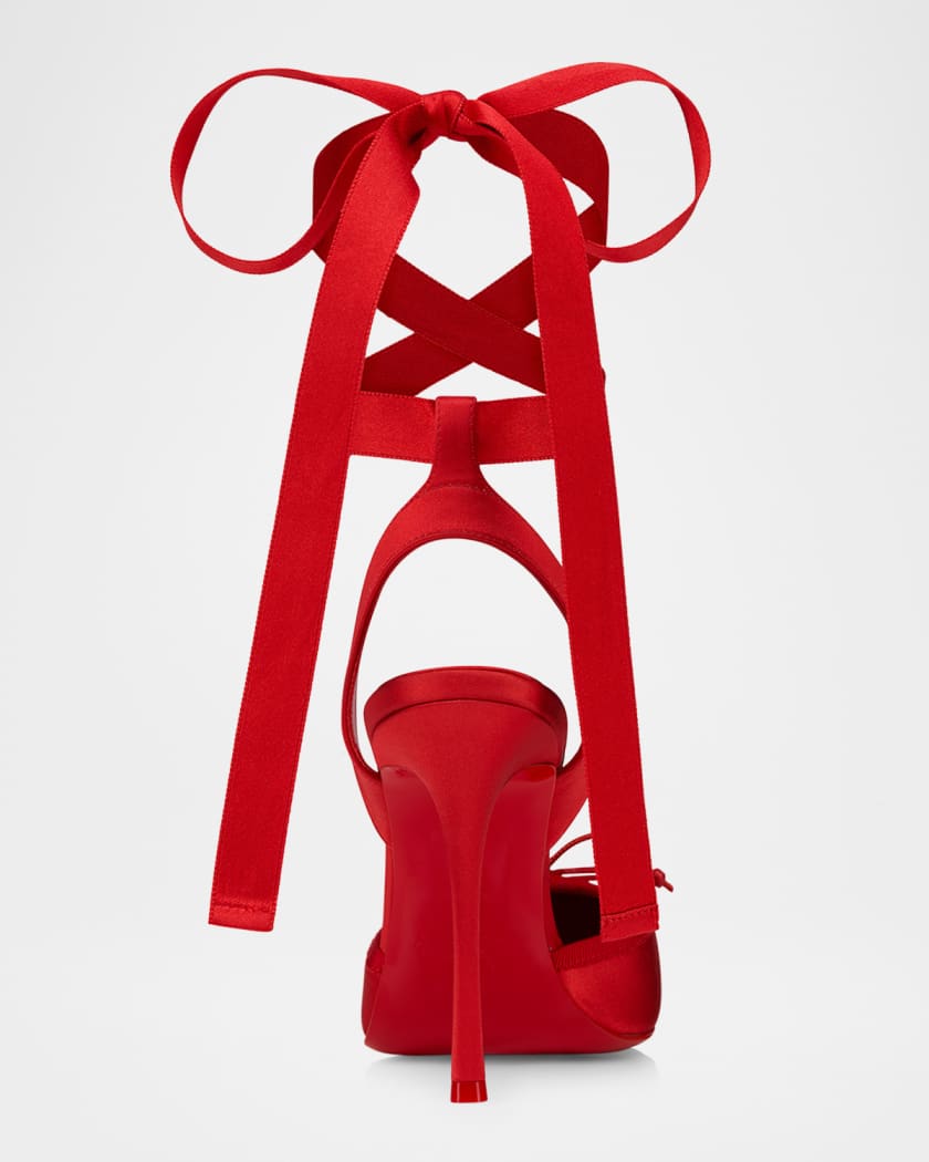 Cassia Silk Ankle-Tie Red Sole Pumps