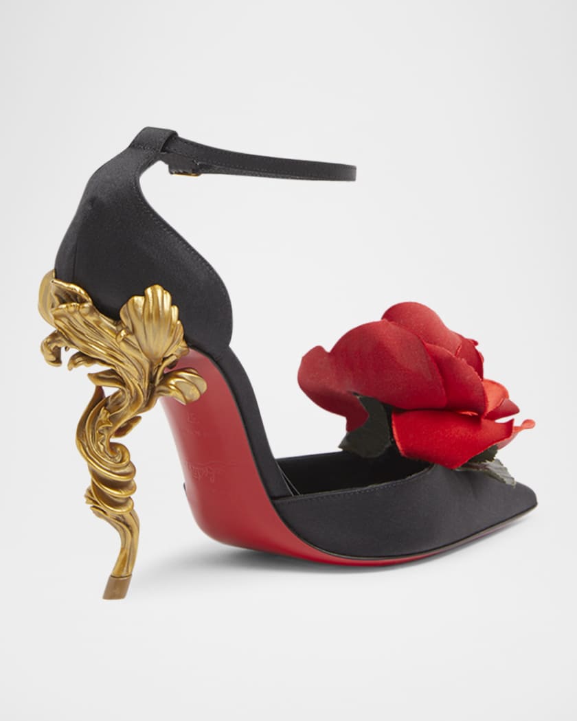 Bellarose Silk Red Sole Ankle-Strap Pumps