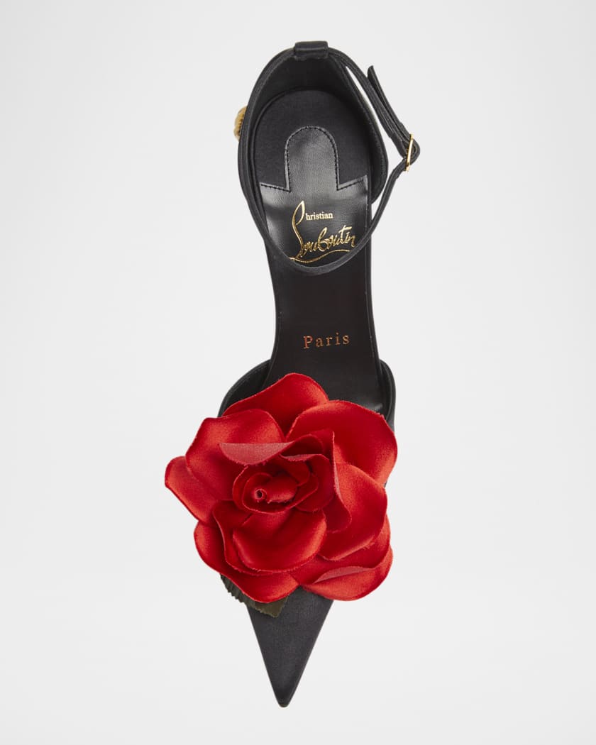 Bellarose Silk Red Sole Ankle-Strap Pumps