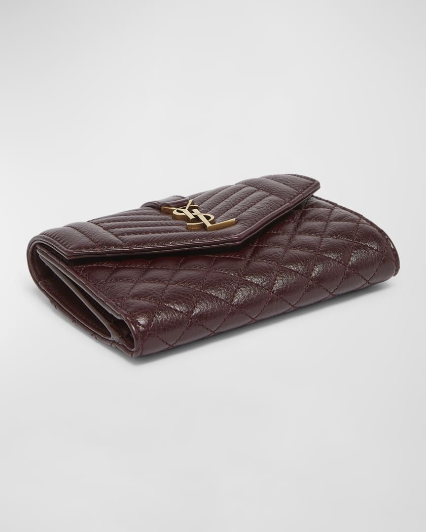 YSL Trifold Compact Wallet in Quilted Leather 