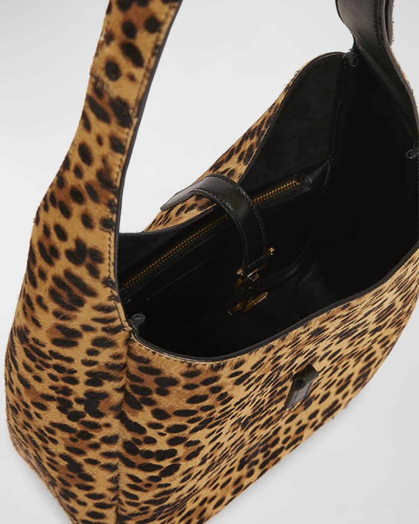 Le 5 A 7 Small YSL Hobo Bag in Leopard-Print Calf Hair