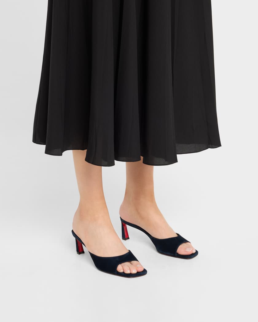 Condora Red Sole Veau Velour Leather Mules