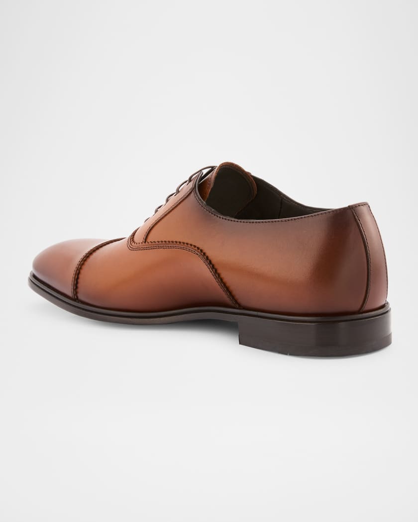 Men's Boston Brogue Leather Cap-Toe Oxfords