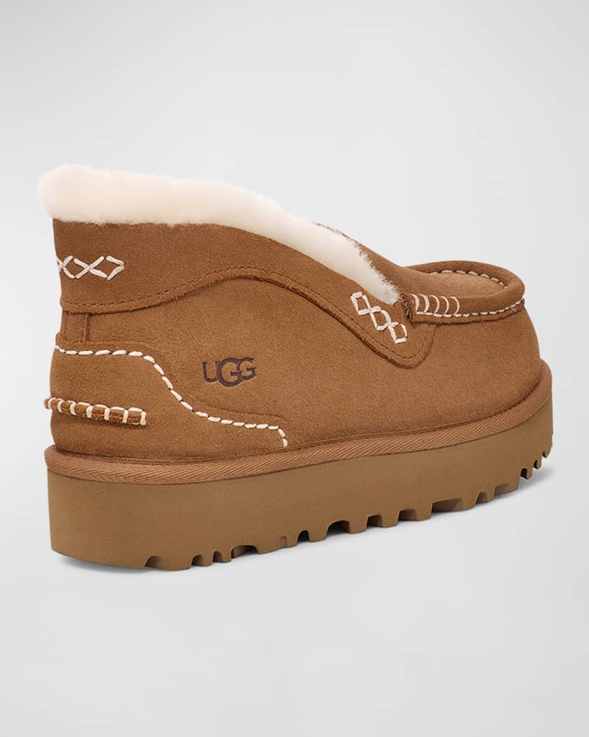 Ansley Suede Shearling Slip-On Loafers