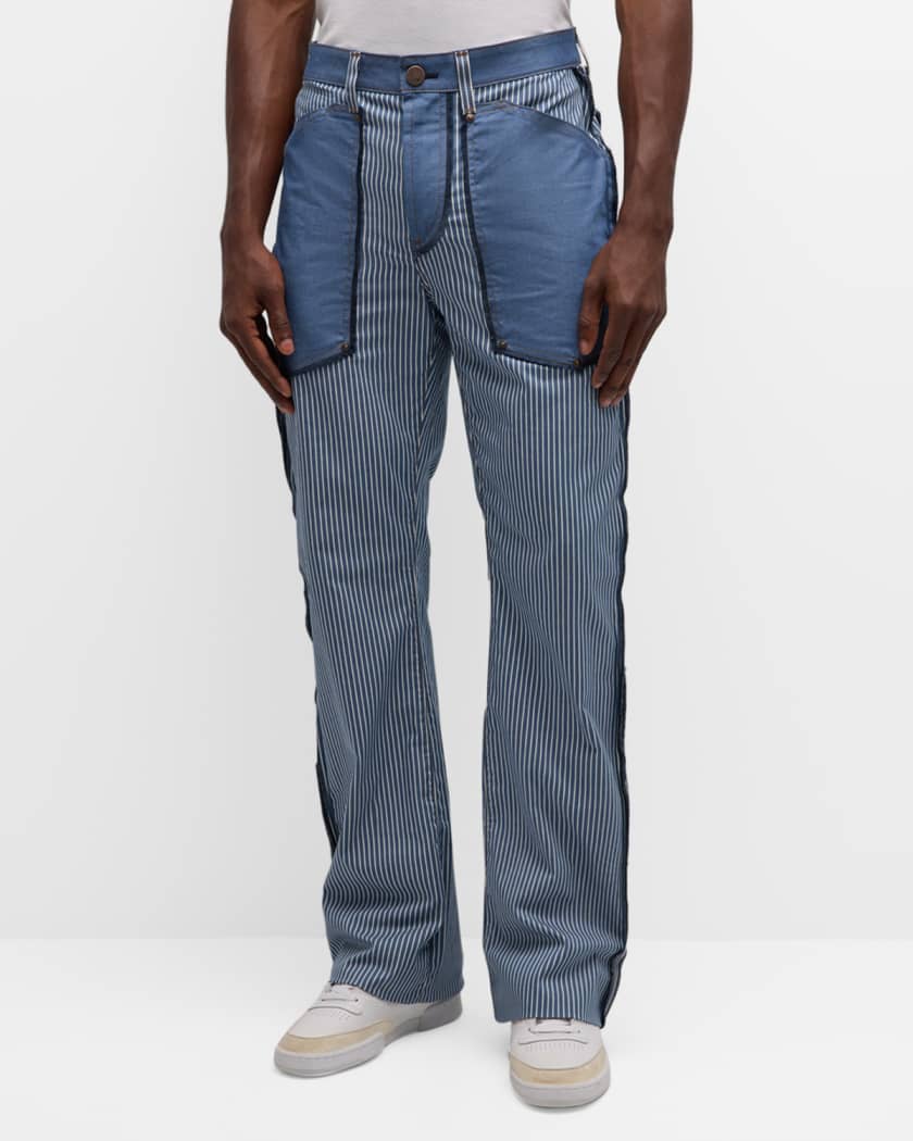x MFVLA1 Men's Striped Inside-Out Jeans
