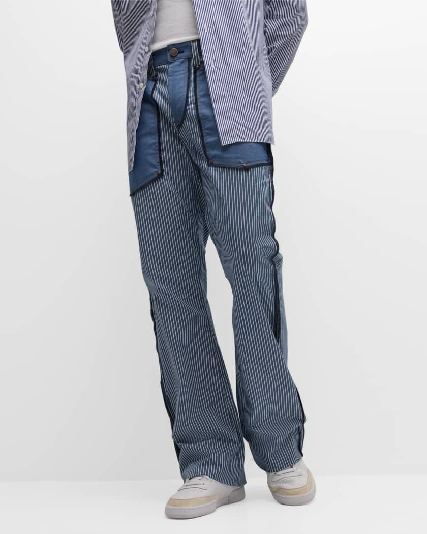 x MFVLA1 Men's Striped Inside-Out Jeans