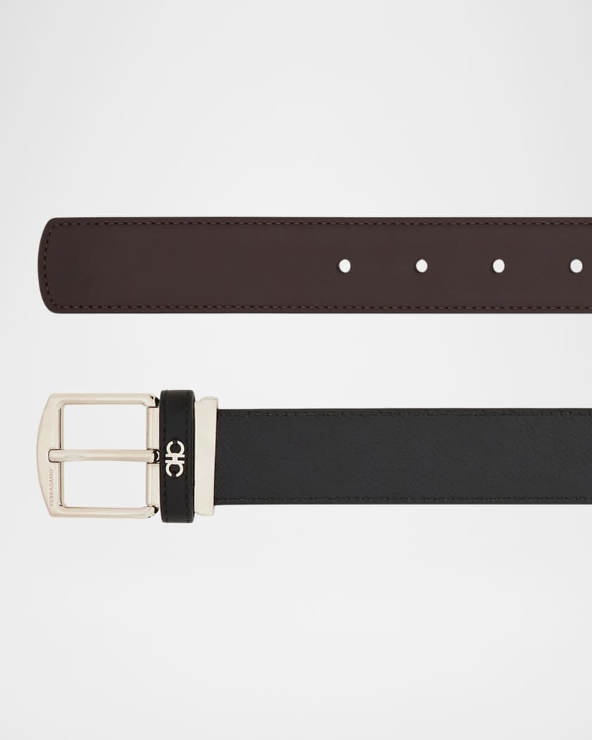 Men's Gancio-Loop Reversible Calfskin Belt