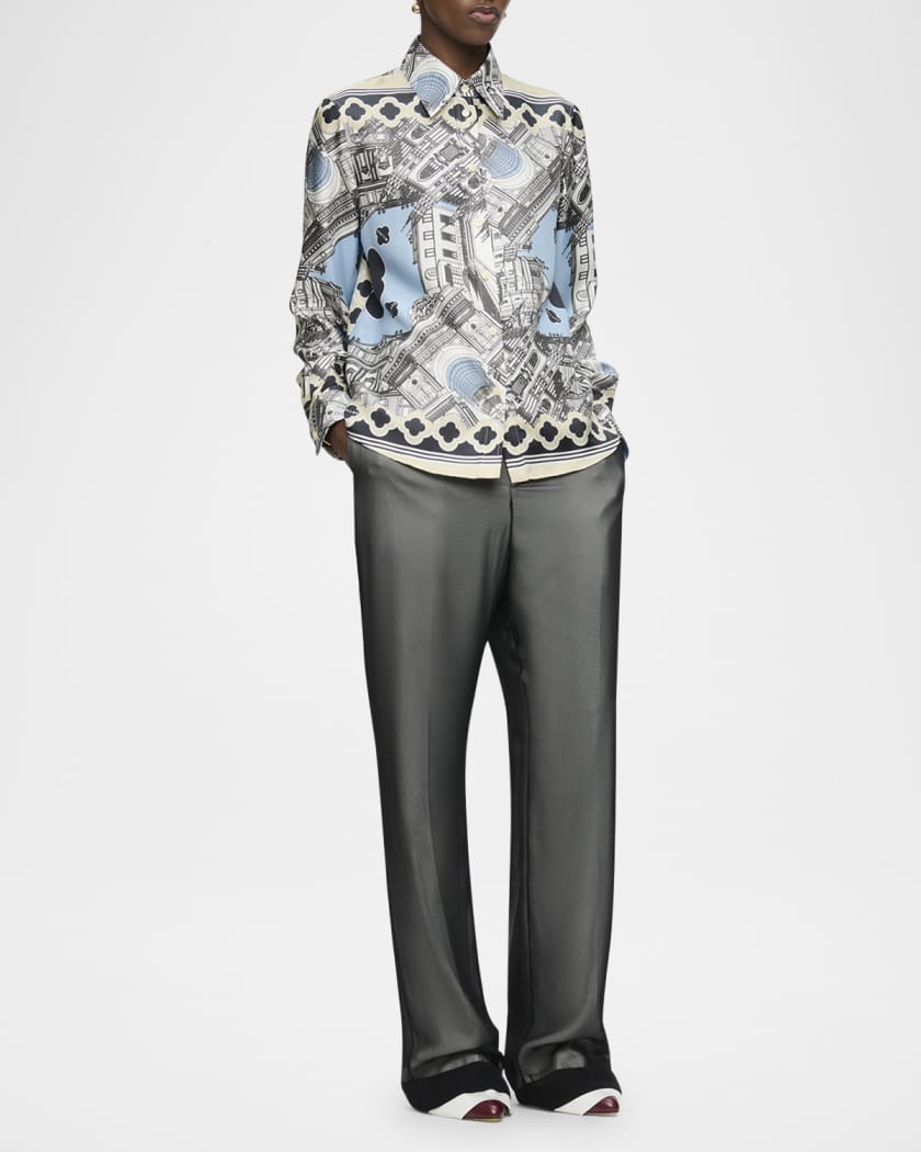 Brooks Scarf-Print Silk Twill Shirt