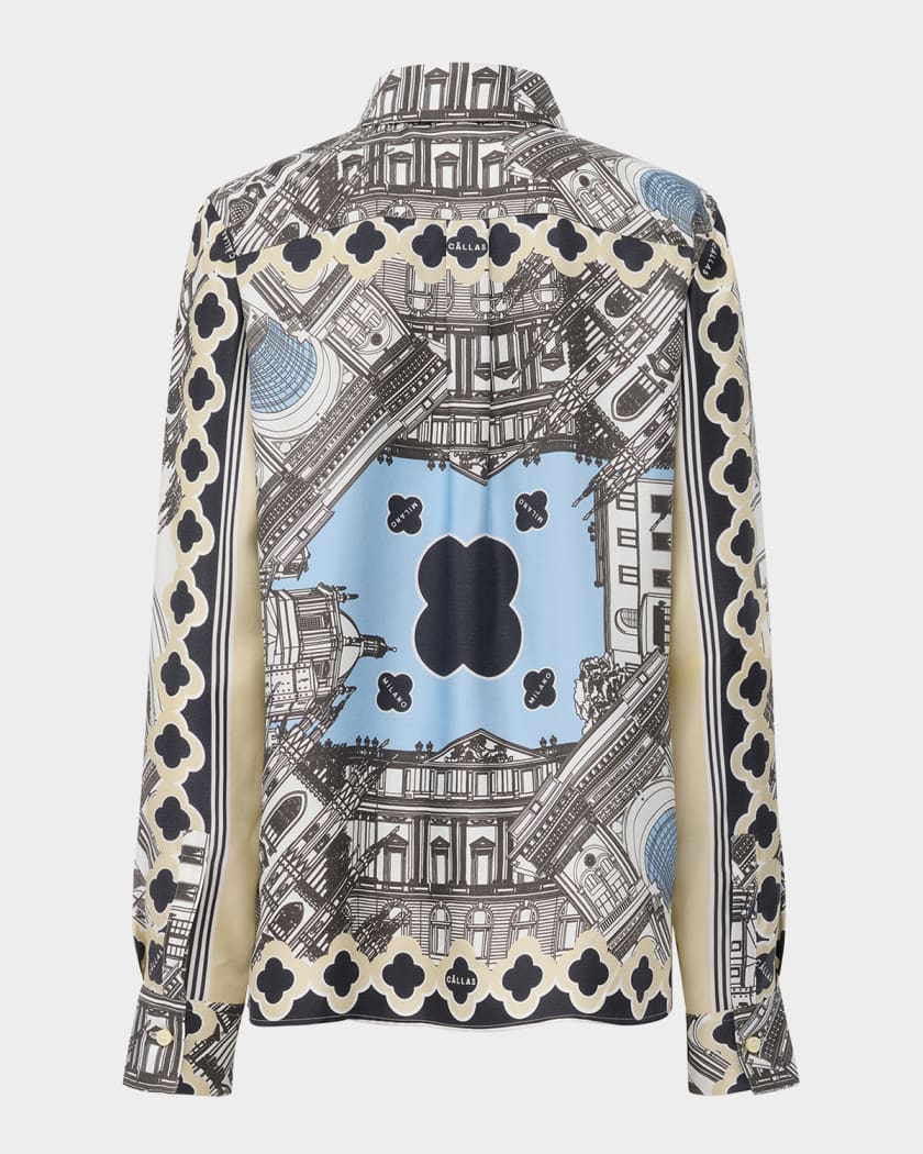 Brooks Scarf-Print Silk Twill Shirt