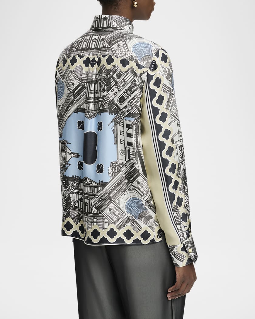 Brooks Scarf-Print Silk Twill Shirt