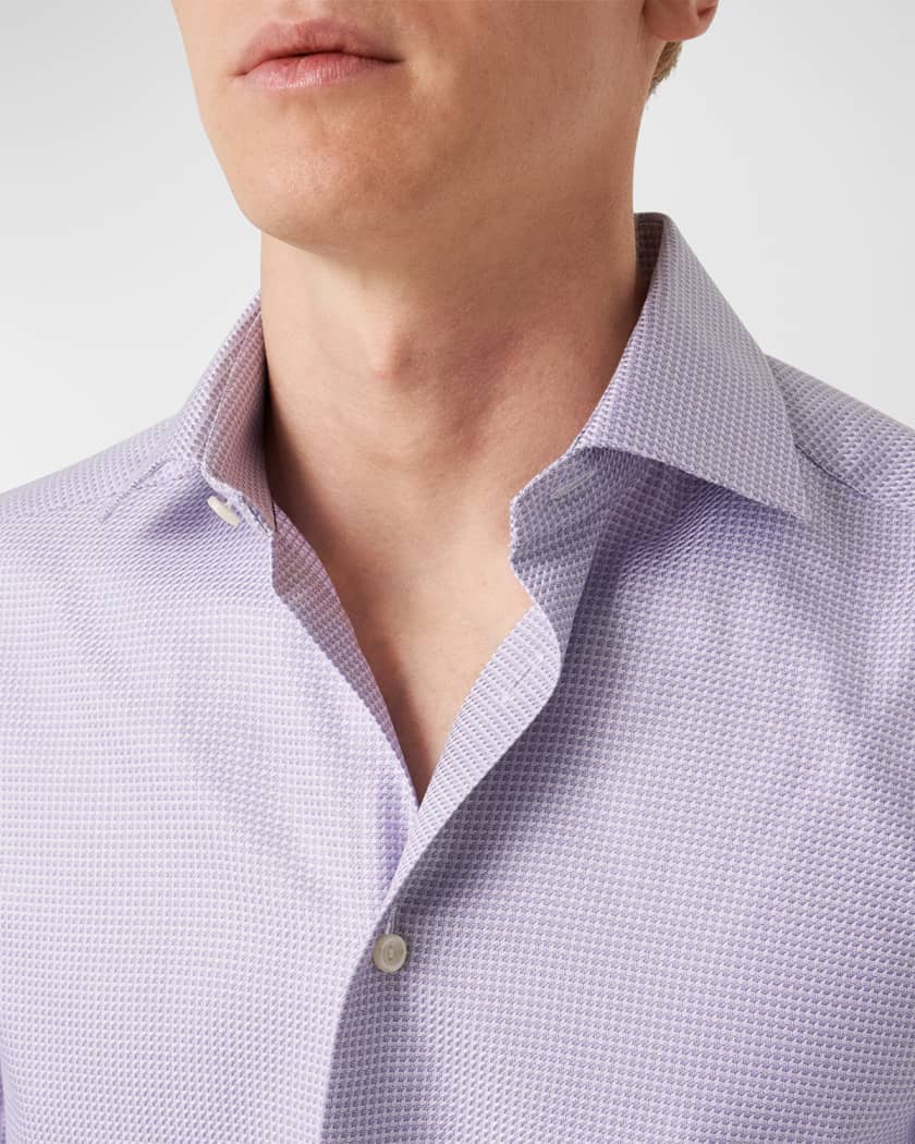 Men's Signature King Twill Slim Fit Micro-Check Dress Shirt