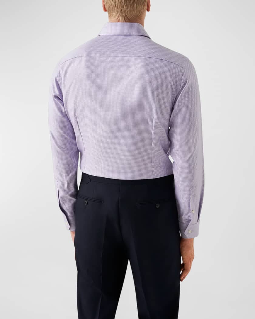 Men's Signature King Twill Slim Fit Micro-Check Dress Shirt