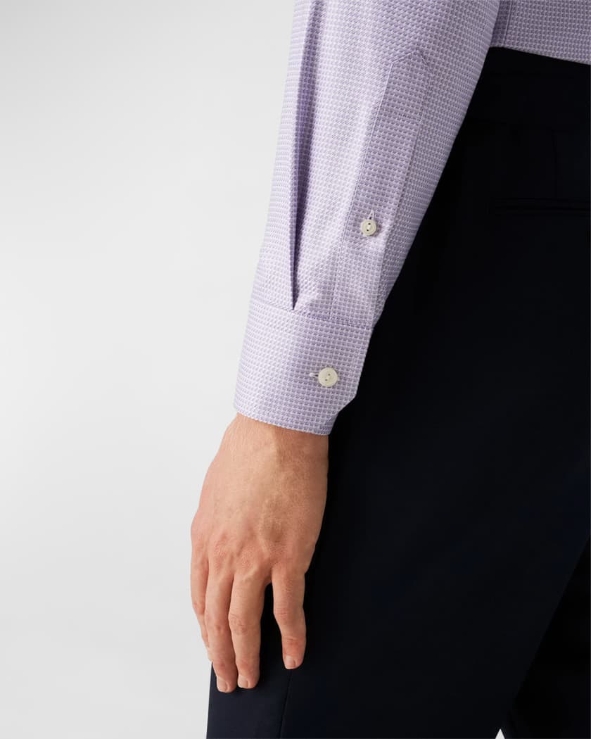 Men's Signature King Twill Slim Fit Micro-Check Dress Shirt