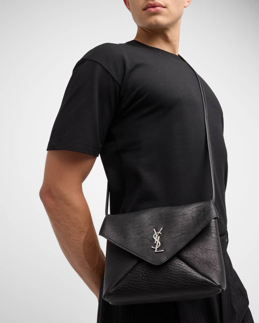Men's Large YSL Pouch on Strap in Leather