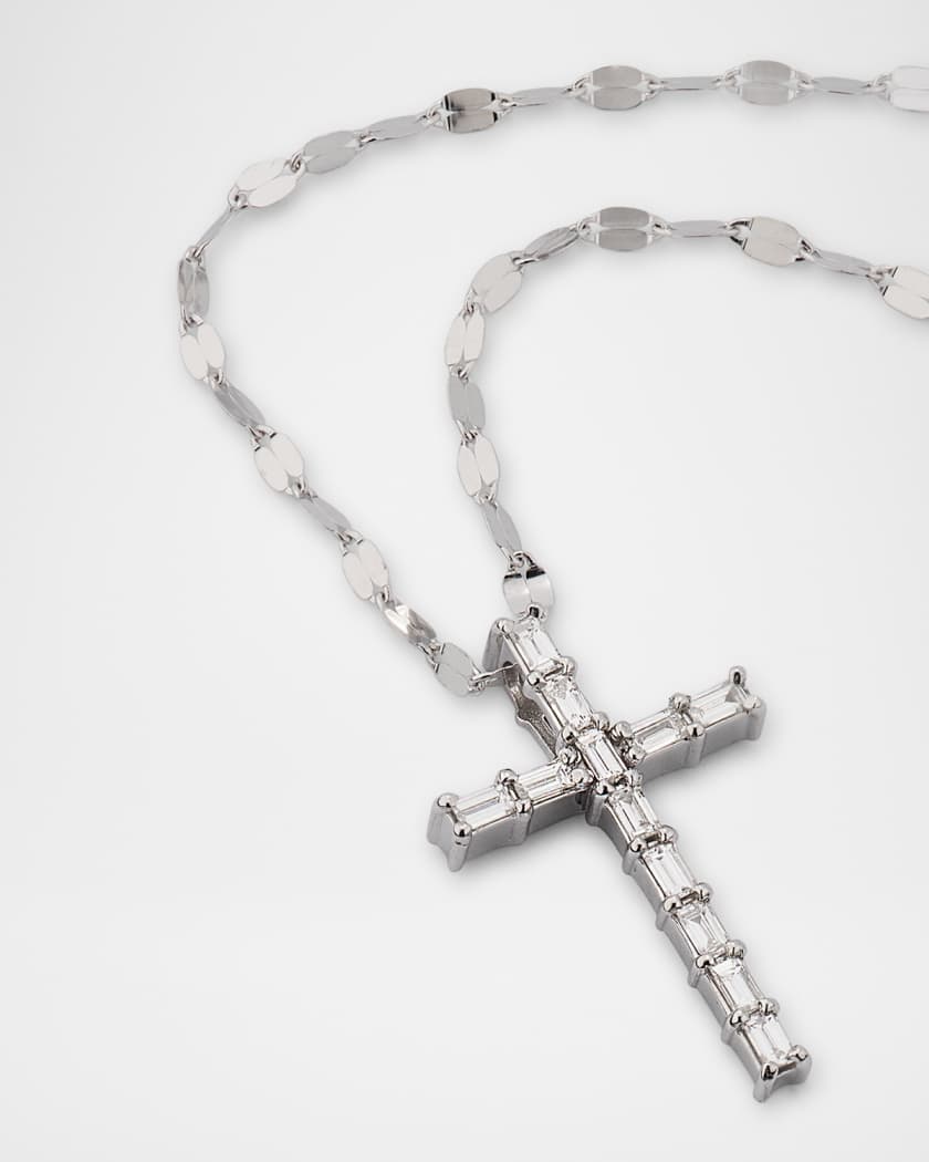 Baguette Everyday Cross Pendant Necklace with Jump Ring, 16-18"L