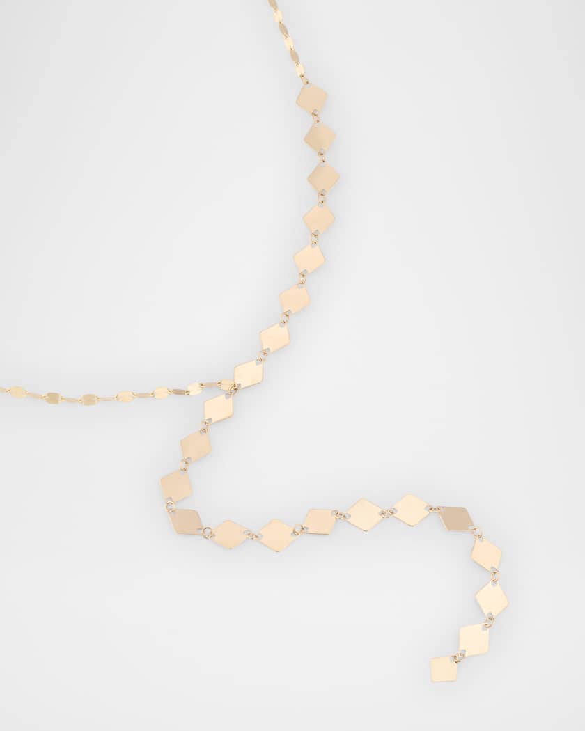 14K Yellow Gold Laser Kite Blake Chain Remix Lariat Necklace, 18"L