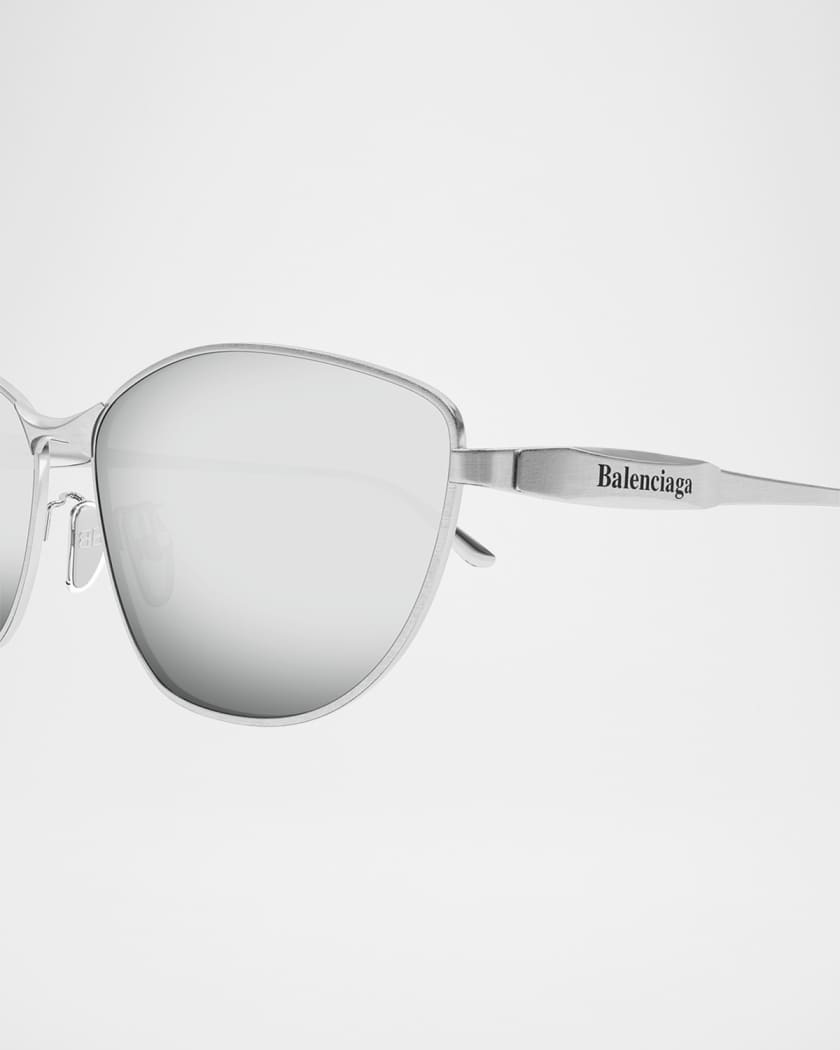 Logo Engraved Rectangle Metal Sunglasses