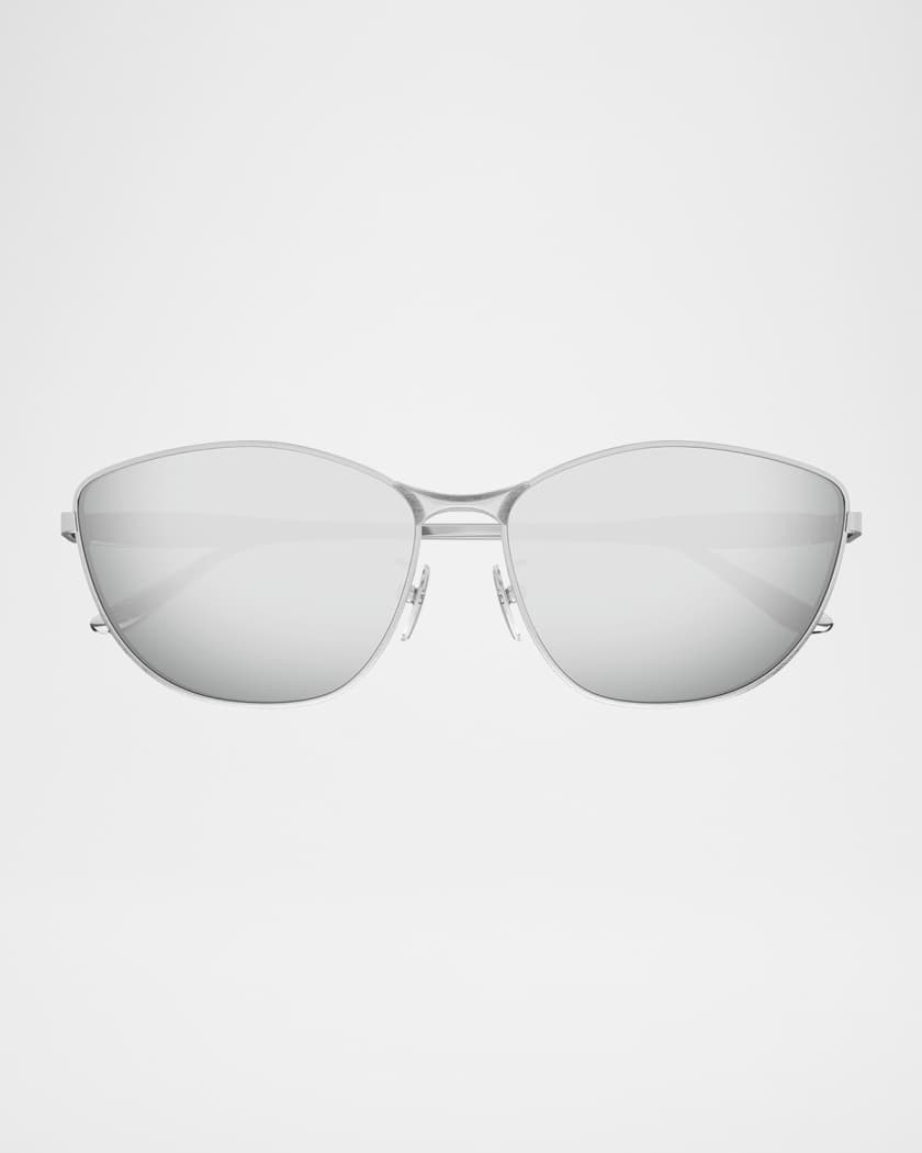 Logo Engraved Rectangle Metal Sunglasses