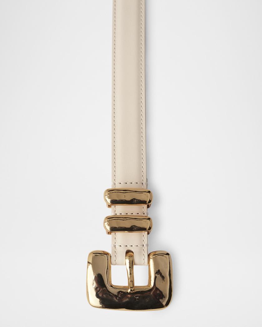 Tetra Buckle Leather Belt | Neiman Marcus display picture 2