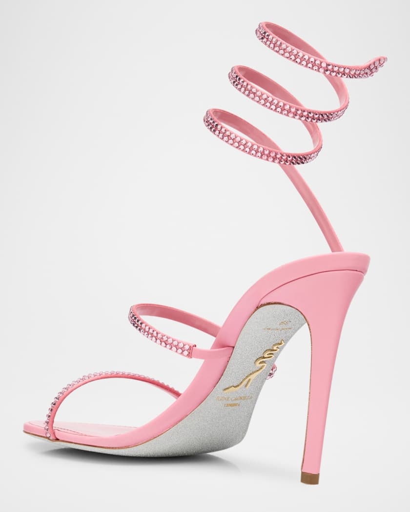 Cleo Satin Strass Snake-Wrap Sandals