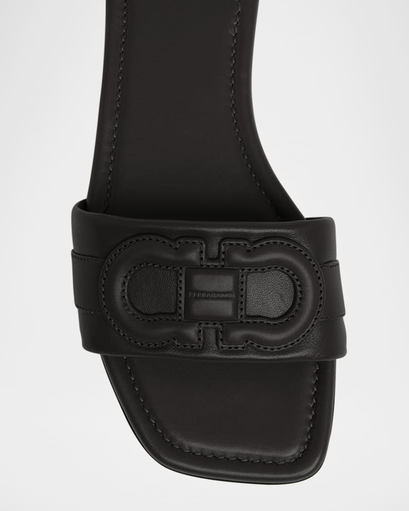 Liss Leather Logo Flat Slide Sandals