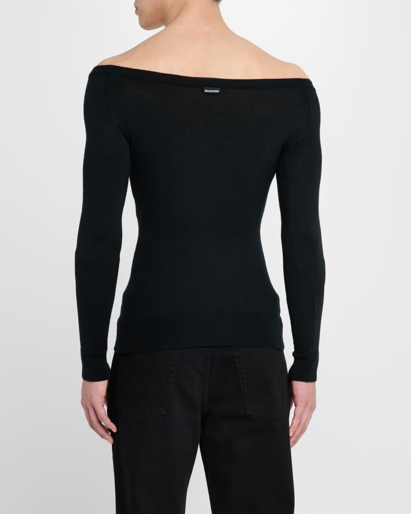 Off Shoulder V Neck Sweater