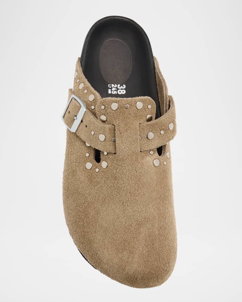 Boston Exquisite Rivets Suede Clogs 