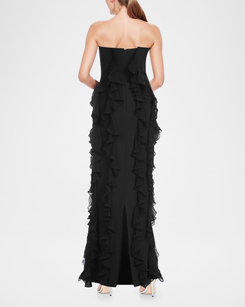 Strapless Ruffle Column Gown