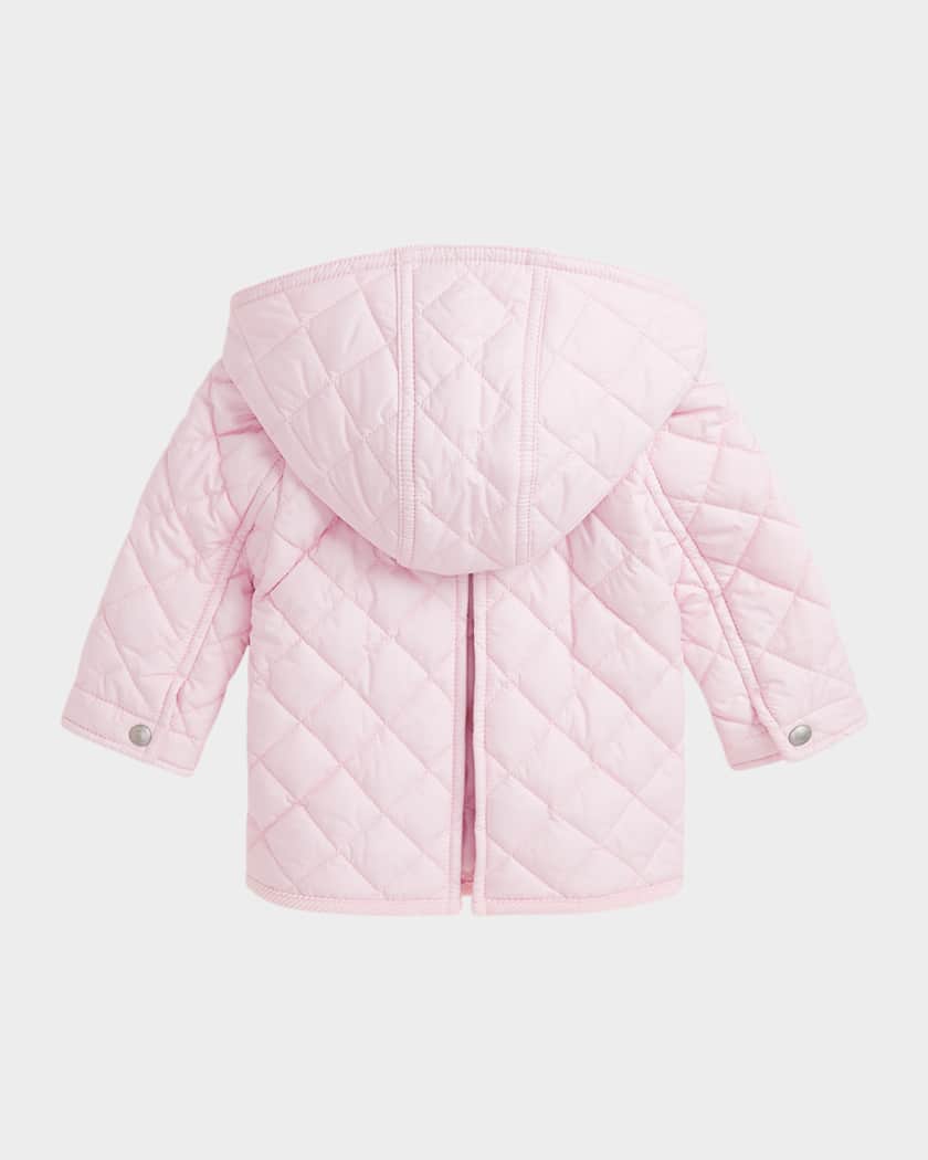  Girl's Audrey Quilted Collared Jacket, Size 9M-24M