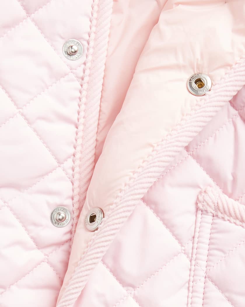  Girl's Audrey Quilted Collared Jacket, Size 9M-24M