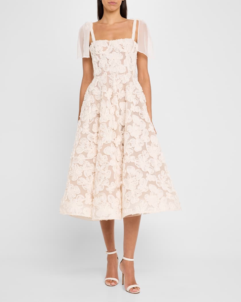 Sabrina Lace Midi Dress with Bow Details