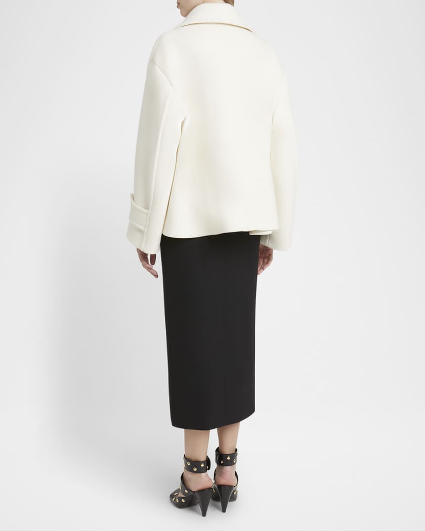 Double-Breasted Soft Wool Pea Coat