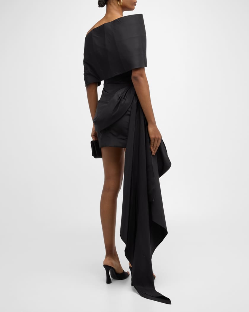 Draped Mini Cocktail Dress With Draped Stole