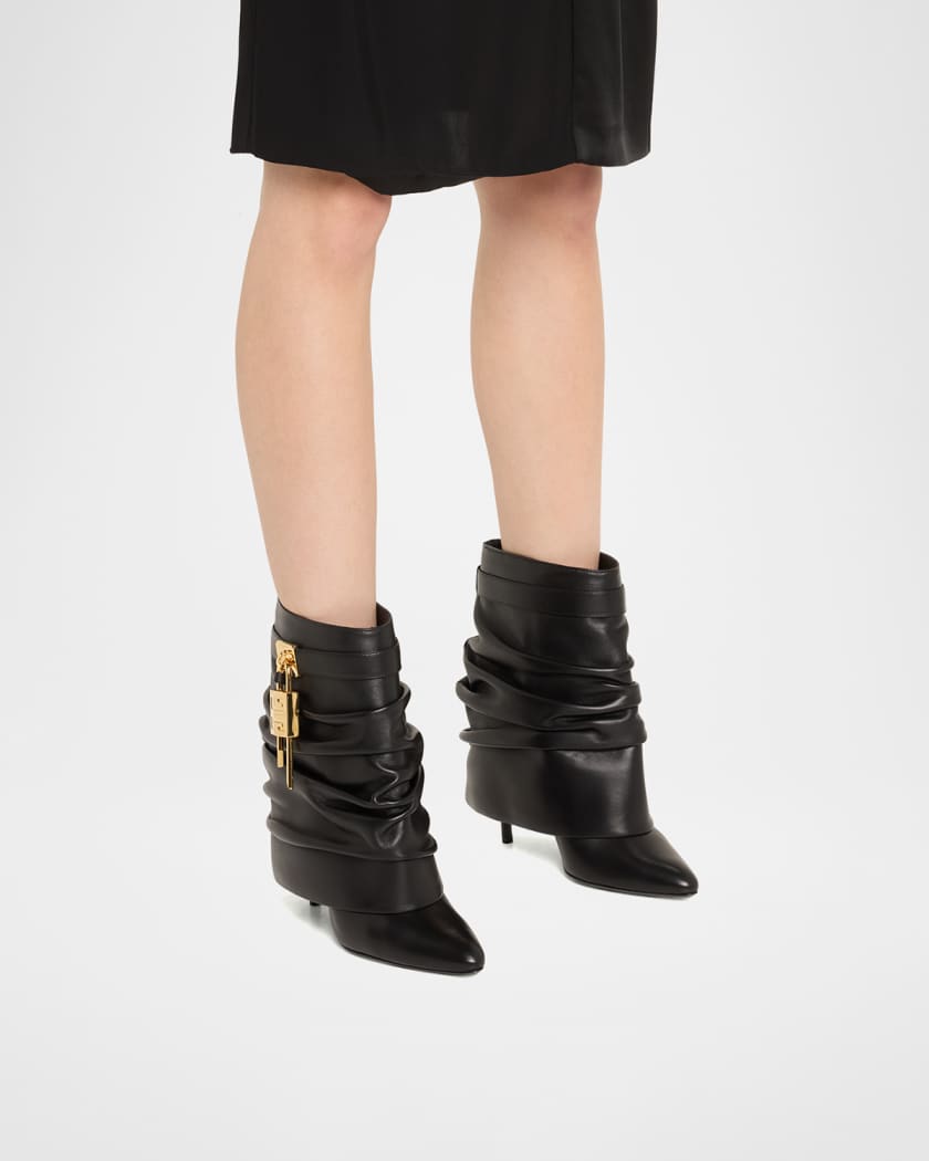 Shark Lock Ankle Stiletto Boots