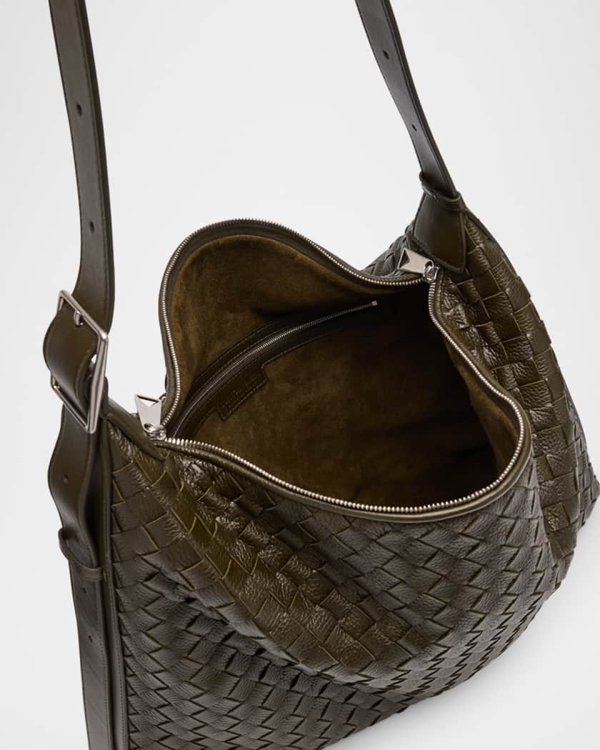 Men's Traveller Medium Intrecciato Leather Hobo Bag