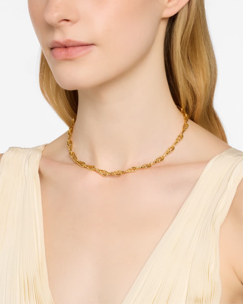 Brut Gold Twisted Link Necklace, 16"L