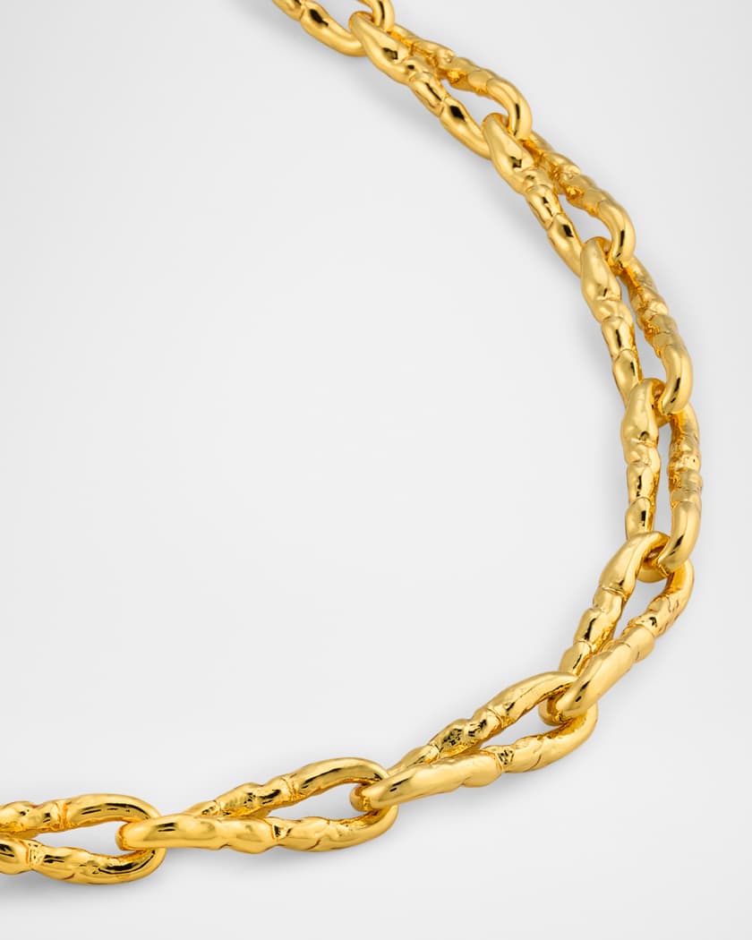 Brut Gold Twisted Link Necklace, 16"L