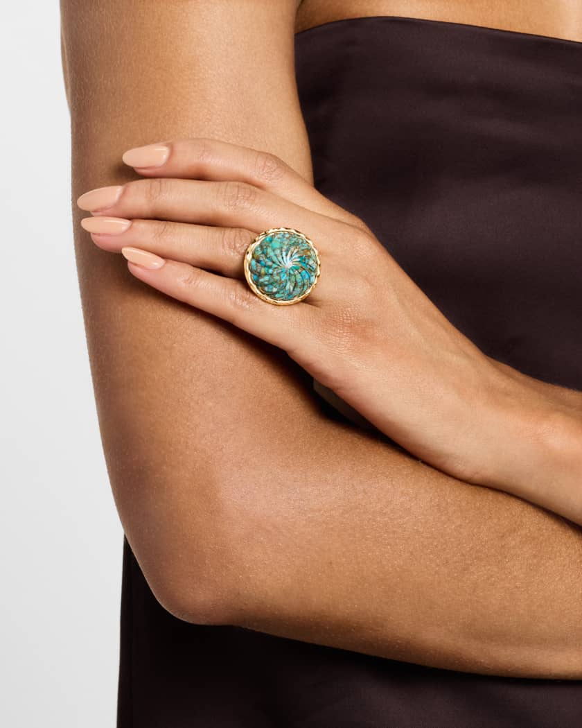 Carved Turquoise Adjustable Ring