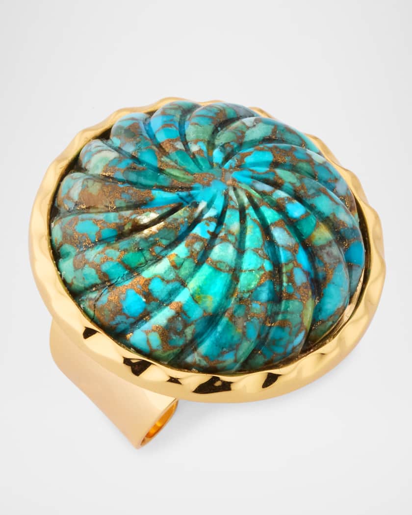 Carved Turquoise Adjustable Ring