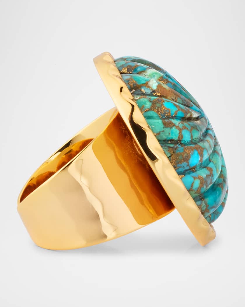 Carved Turquoise Adjustable Ring