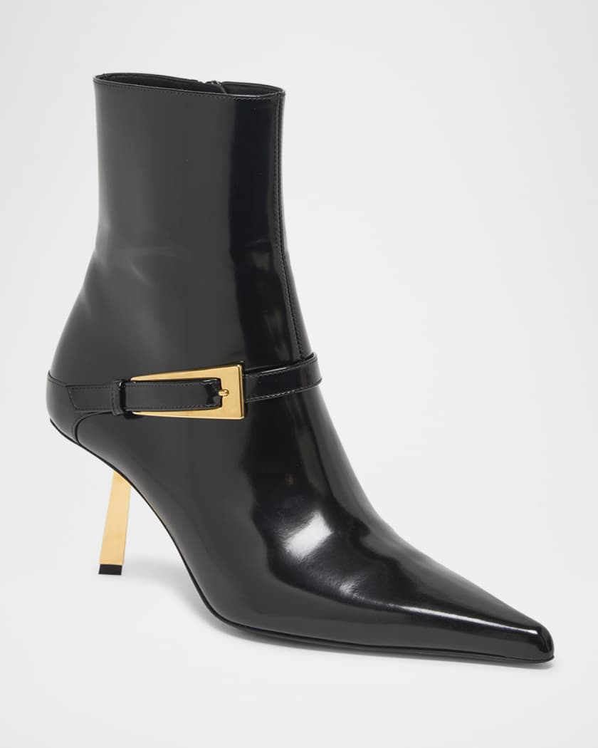 Lee Patent Buckle Stiletto Booties