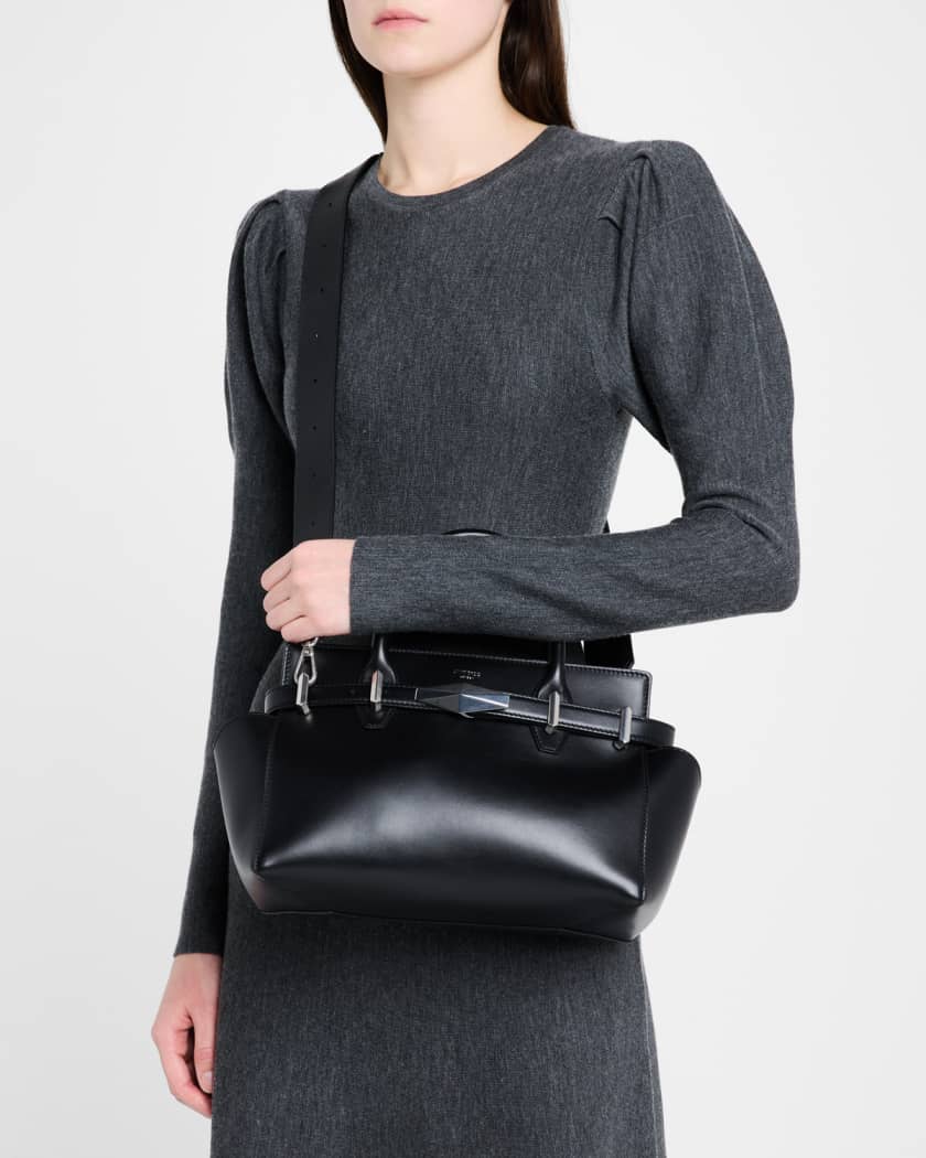 Small Diamond Belted Leather Top-Handle Bag