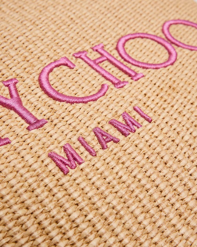 Miami Logo Raffia Beach Tote Bag