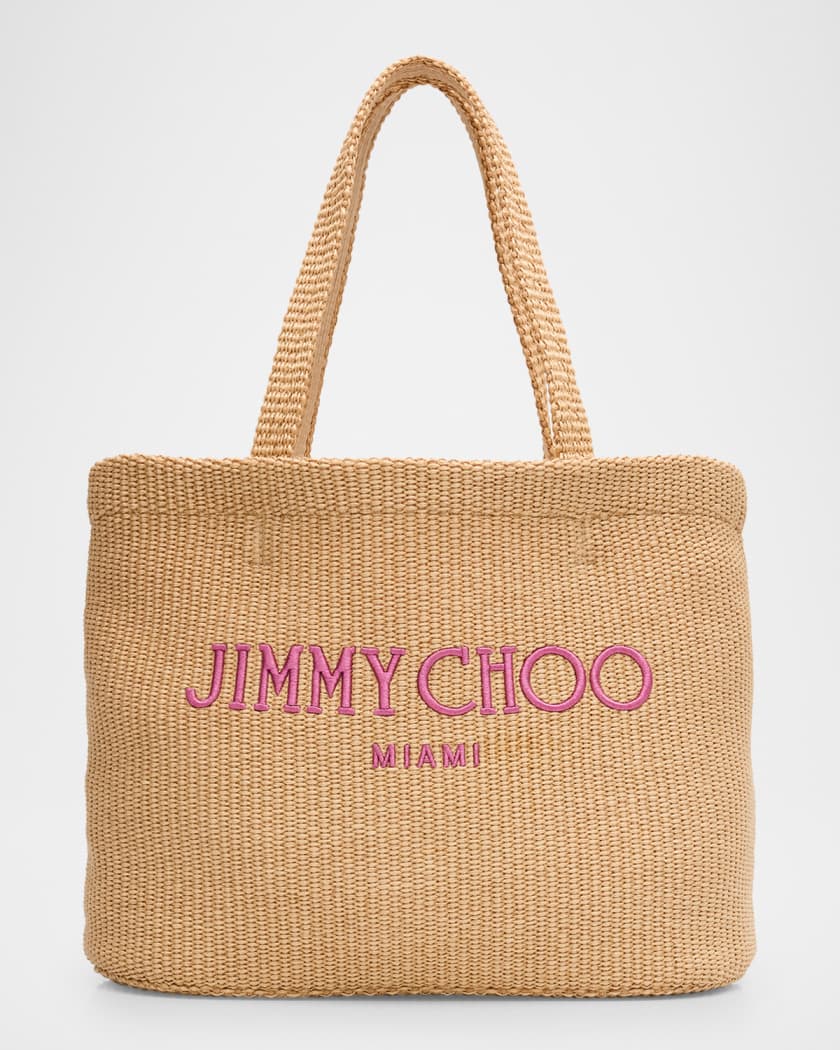 Jimmy Choo Miami Logo Raffia Beach Tote Bag Neiman Marcus