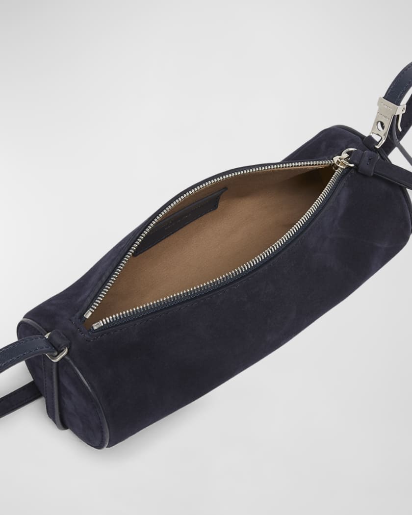 Silo Zip Suede & Leather Shoulder Bag