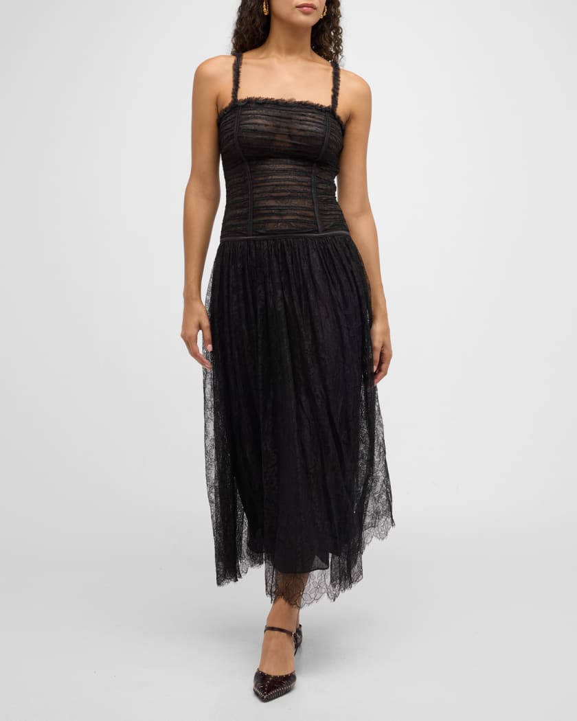 Florelle Lace Drop-Waist Midi Dress