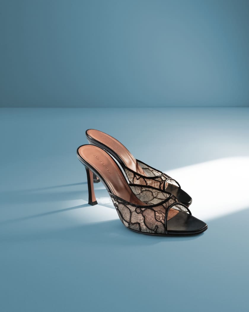 Alexa Lace Stiletto Mule Sandals