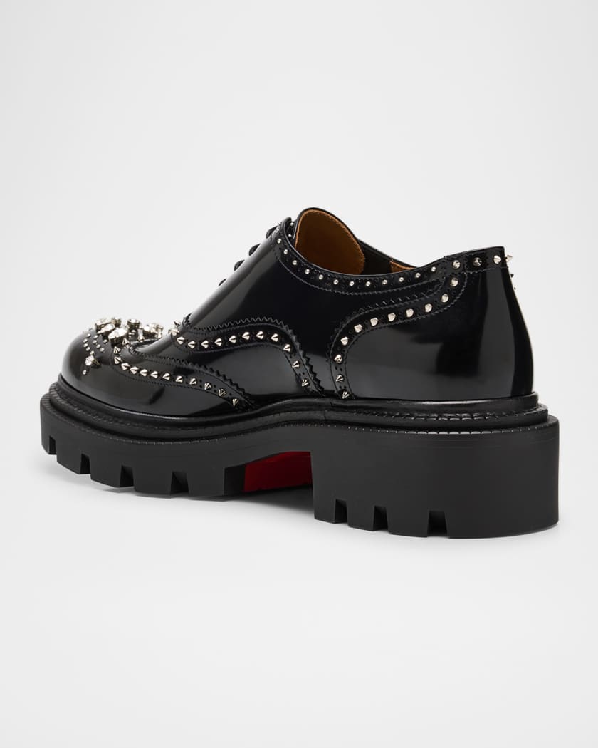 Men's College Strass Embellished Leather Oxfords 